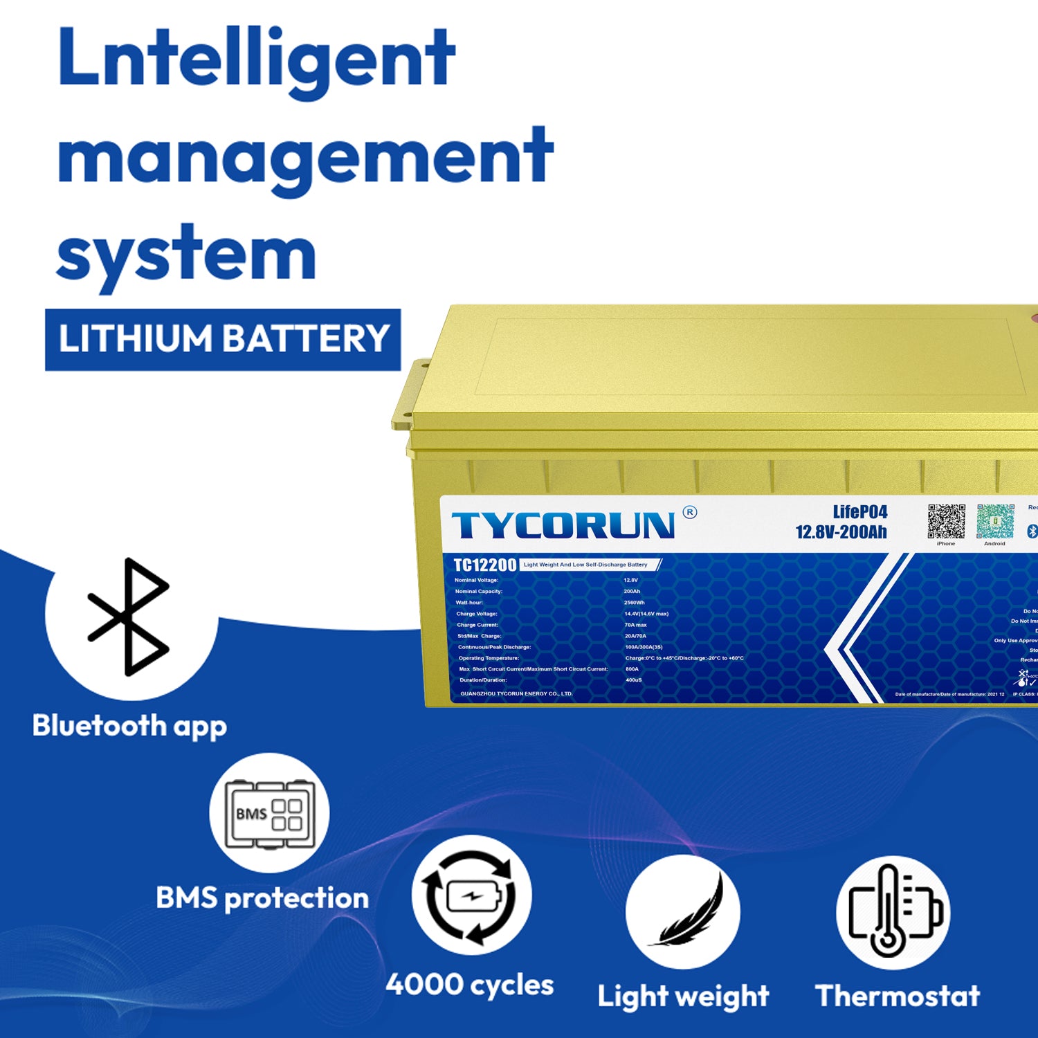 4 X 12V 200Ah LiFePo4 Deep Cycle Lithium Battery Bluetooth / Self-Heat -  SunGoldPower